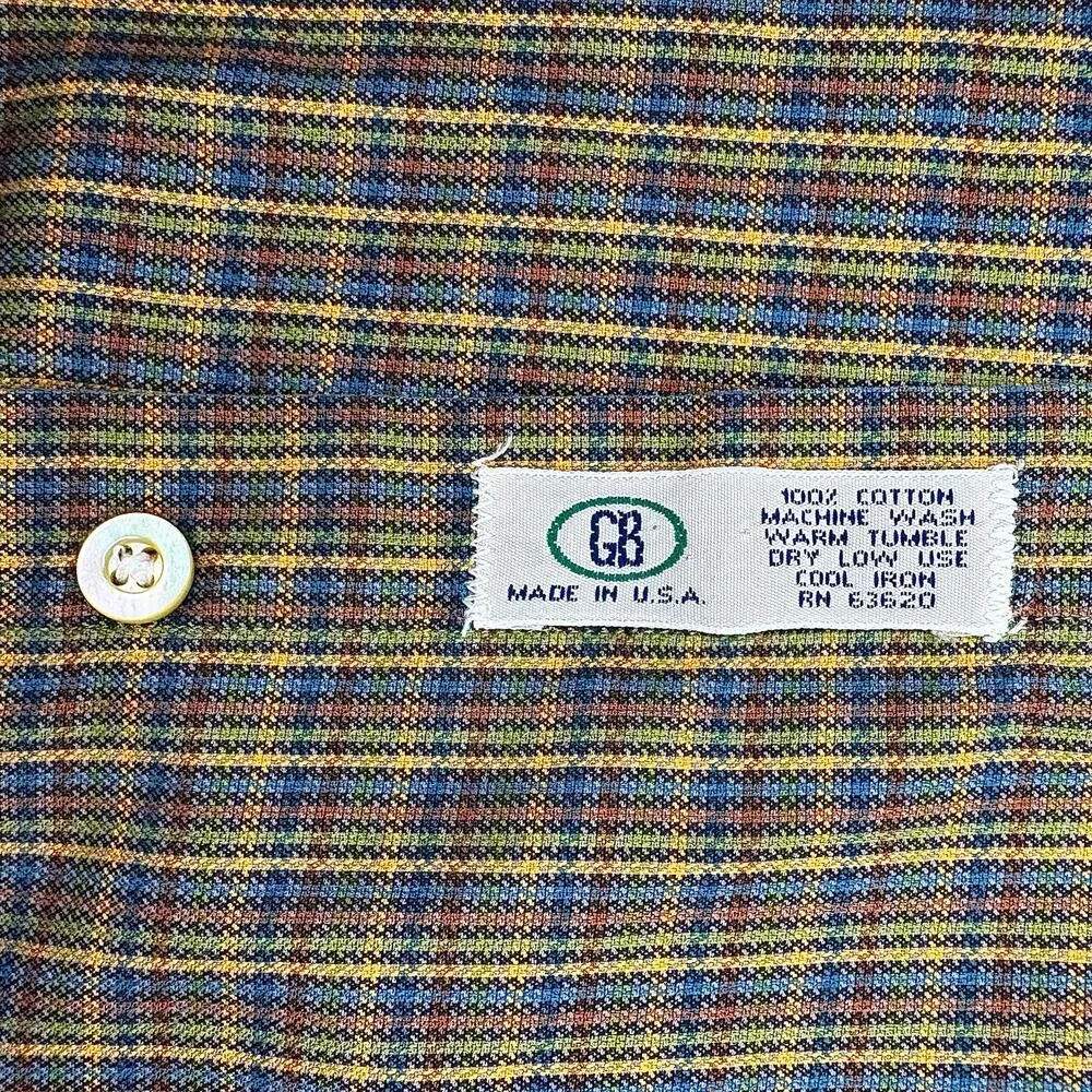 Burberry Mens Plaid Dress Shirt XL Preppy Brown Green Blue Yellow Button Up - Picture 8 of 10